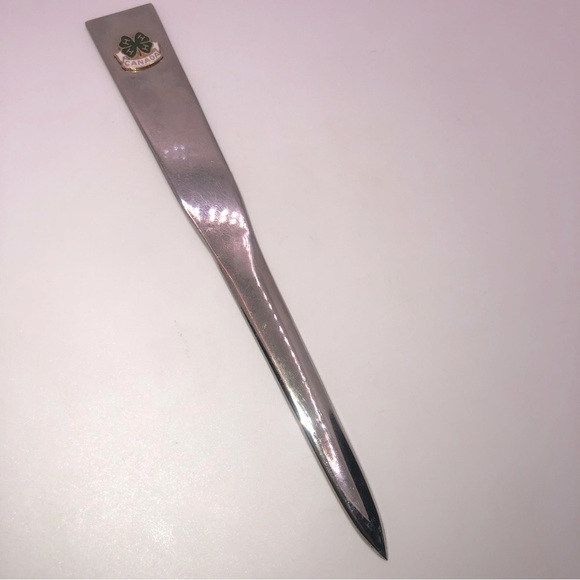 Vtg 4H 4-H Club Silver Tone Letter Opener 7.5” - Picture 1 of 4